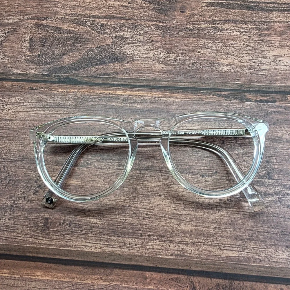 Warby Parker Haskell 500 Clear Crystal Round Eyeglasses 49-22-145 Acetate Frames